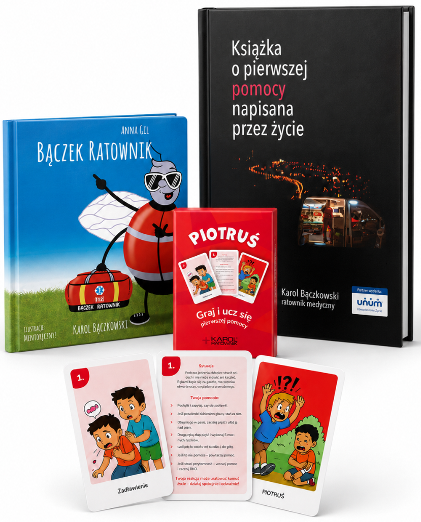 Bączek ratownik _ Piotruś + Książka Pierwsza pomoc